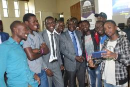 Hon. Wilber Ottichilo, Governor Vihiga County with College of Biological and Physical Sciences (CBPS) students during the Space Science Public Lecture held on Novermber 25, 2019